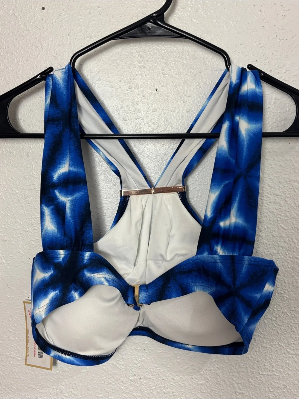 Michael Kors NWT Blue Abstract High Neck Bikini Swim Top Size M